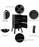 Vertical 2-tier Outdoor Barbeque Grill with Temperature Gauge