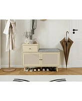 2 door shoe cabinet with 1 drawer, Freestanding Modern Shoe Storage Cabinet, for Entryway