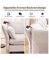 Modular Sectional Sofa, L Shaped Couch Set for Living Room, 4-Seater Comfy Cloud Couches with Movable Ottoman Beige