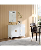 Ivory White Sideboard Buffet Cabinet with 3 Doors and Shelves