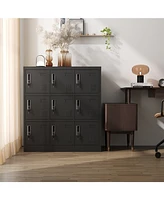 9-Door Employee Storage Locker, Metal Lockers for Office, Gym, School, and Homewith Card Slot (Black)