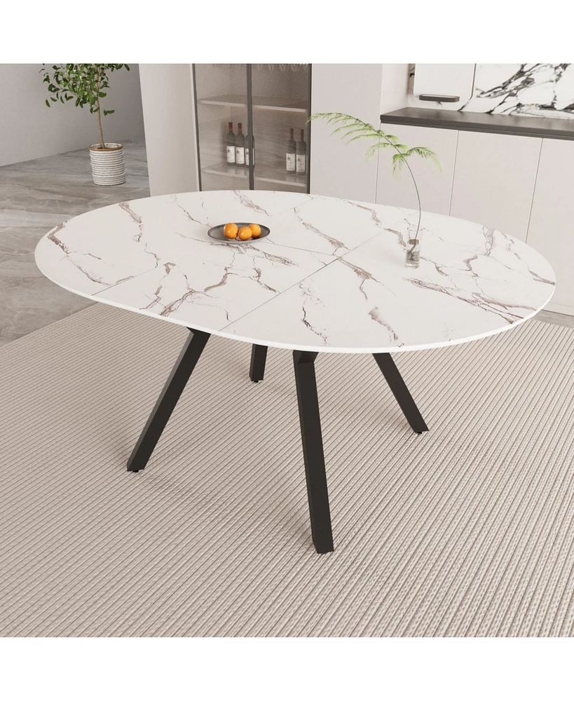 White Extendable Table for 4-6, Modern Kitchen/Home Dining Table