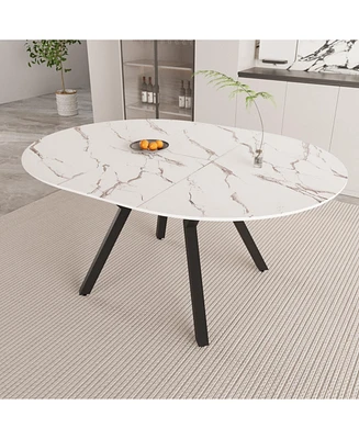 White Extendable Table for 4-6, Modern Kitchen/Home Dining Table
