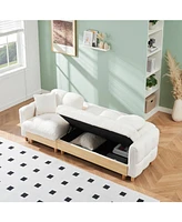84.64 inches beige three person sofa lift sofa bed with locker sofa bed, sofa soft and comfortable, suitable for bedroom, living room