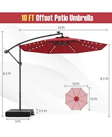 10 Ft Patio Umbrella Offset Cantilever Umbrella with 40 Solar Powered Lights