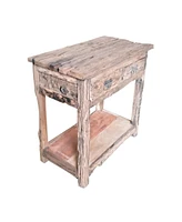 31.5x17.5x31.5" Rustic 2-Drawer Kitchen Island