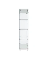 Led Strip Light Glass Display Cabinet, White