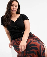 On 34th Trendy Plus Size Snap Front T Shirt Underwater Floral Slip Skirt Exclusively At Macys