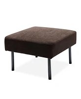Brown L-Shaped 2-Seater Sofa with Ottoman, Modern Loveseat for Small Spaces