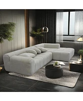 Modular Sofa with Sponge Foam, L-Shape Chaise & Light Gray Upholstery
