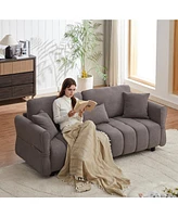 80" Premium Chenille Sofa, 2 Cushions & Lumbar Pillow