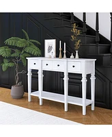 48 inch Long Console Table with 4 Drawers and 1 Bottom Shelf for Entryway Hallway Easy Assembly