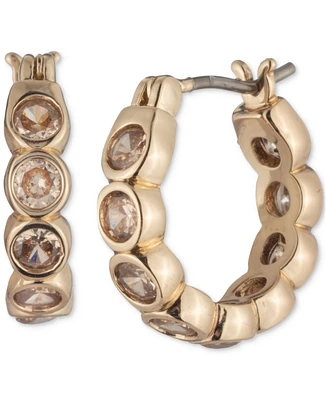Lauren Ralph Lauren Gold-Tone Cubic Zirconia Bezel Extra Small Hoop Earrings, 0.45"