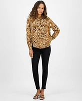 I.n.c. International Concepts Petite Animal-Print Button-Down Shirt