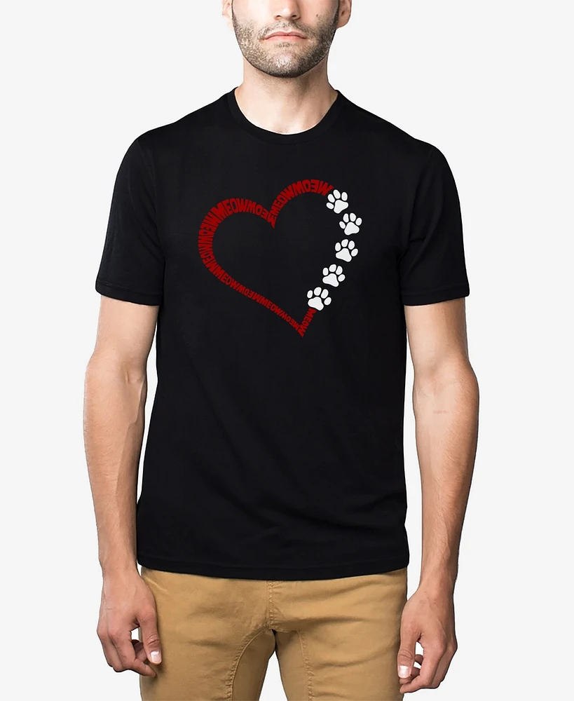 La Pop Art Men's Meow Heart Premium Blend Word T-Shirt