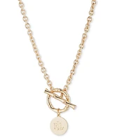 Lauren Ralph Lauren Gold-Tone Logo Disc Bamboo-Inspired Toggle 16" Pendant Necklace
