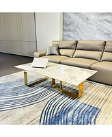 Modern Coffee Table - Sintered Stone Top, Gold Frame