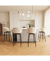 4x Swivel Bar Chairs: Modern, Comfortable, Velvet (Beige)