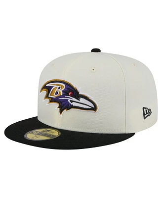 New Era Men's White/Black Baltimore Ravens Main 59FIFTY Fitted Hat