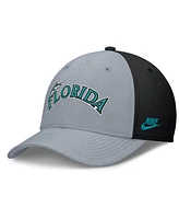 Nike Men's Gray/Black Florida Marlins Rise Swoosh Performance Flex Hat