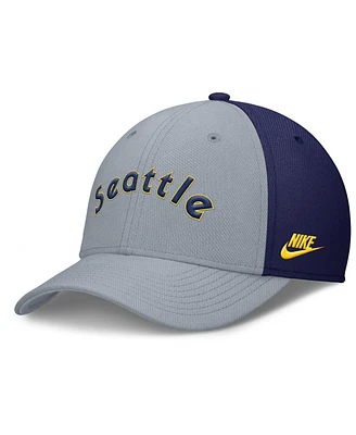 Nike Men's Gray/Navy Seattle Mariners Rise Swoosh Performance Flex Hat