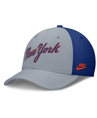 Nike Men's Gray/Royal New York Mets Rise Swoosh Performance Flex Hat