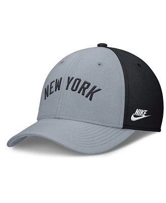Nike Men's Navy/Gray New York Yankees Rise Swoosh Performance Flex Hat