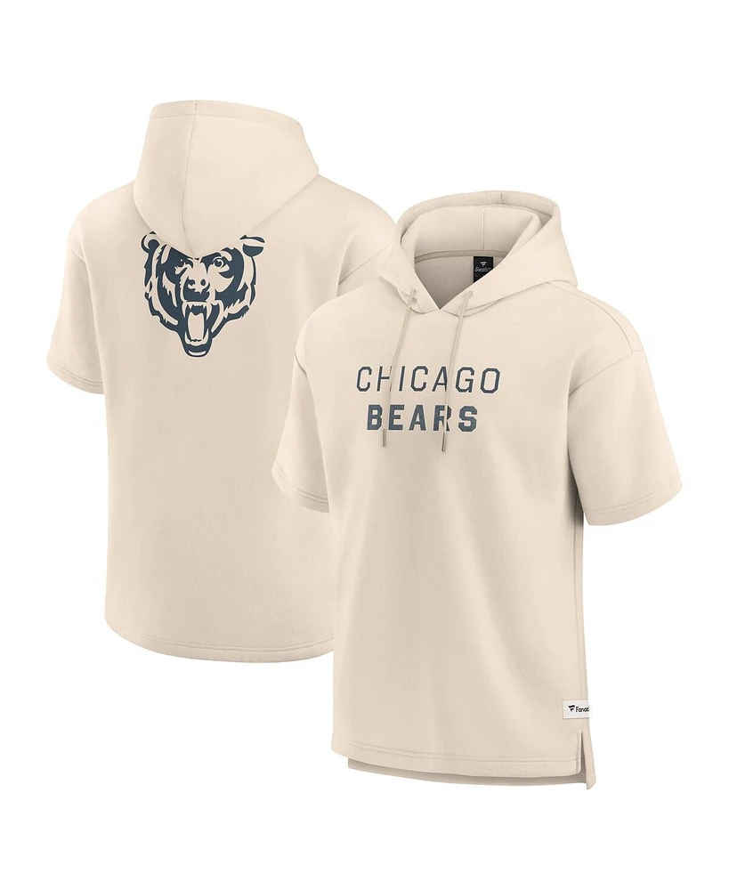 Fanatics Men's Cream Chicago Bears Elements Future Ground Lettering Short Sleeve Pullover Hoodie