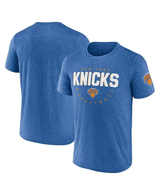 Logo Athletic Men's Heather Blue New York Knicks Block Practice Performance T-Shirt