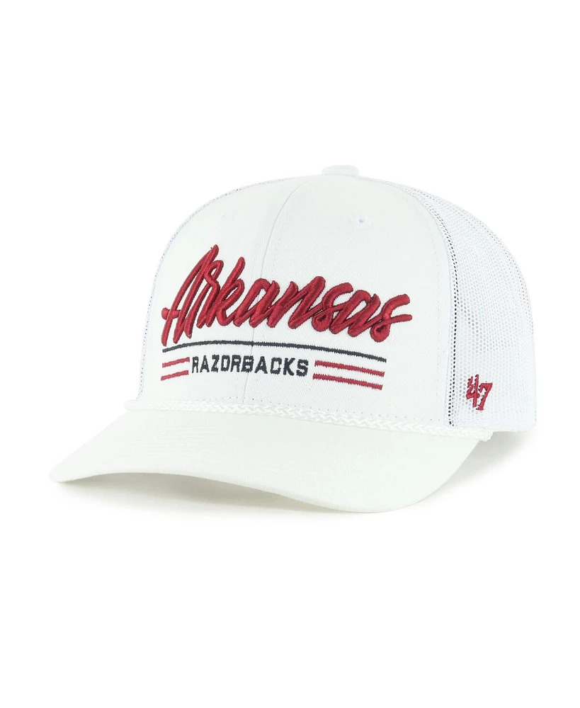 '47 Brand Men's White Arkansas Razorbacks Garner Rope Trucker Adjustable Hat