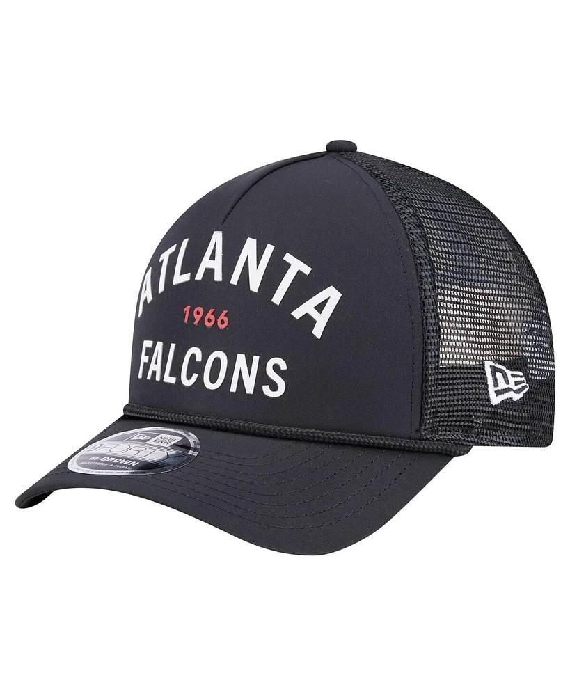 New Era Men's Black Atlanta Falcons Active Minimalist M-Crown A-Frame 9FORTY Adjustable Hat