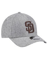 New Era Men's Gray San Diego Padres Cotton Weave M-Crown A-Frame 9FORTY Adjustable Hat