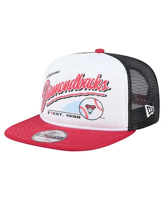 New Era Men's White/Red Arizona Diamondbacks Retro Script Trucker 9FIFTY Snapback Hat