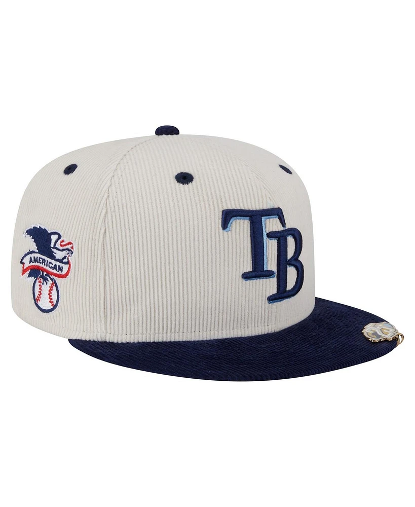 New Era Men's Cream/Navy Tampa Bay Rays Two-Tone Corduroy 59FIFTY Fitted Hat
