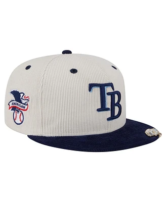 New Era Men's Cream/Navy Tampa Bay Rays Two-Tone Corduroy 59FIFTY Fitted Hat