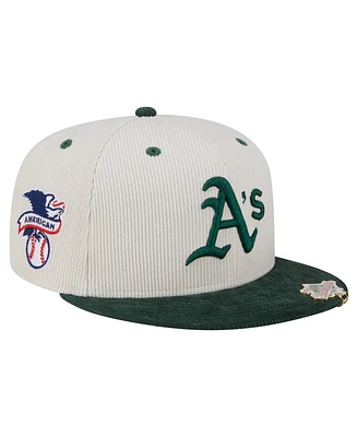 New Era Men's Cream/Dark Green Athletics Two-Tone Corduroy 59FIFTY Fitted Hat