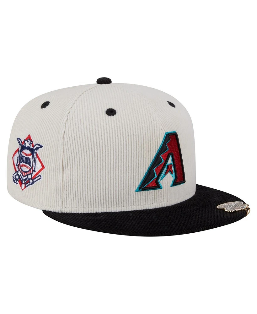 New Era Men's Cream/Black Arizona Diamondbacks Two-Tone Corduroy 59FIFTY Fitted Hat