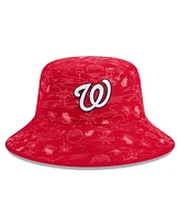 New Era Men's Red Washington Nationals 2025 Spring Training All Over Print Bucket Hat