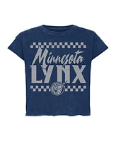 Sportiqe Men's and Women's Blue Minnesota Lynx Rock Roll Collection Gwen Mineral Wash Cropped T-Shirt