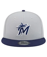 New Era Men's Gray/Navy Miami Marlins 2-Tone Color Pack 9FIFTY Snapback Hat