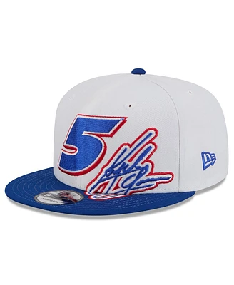 New Era Men's White/Blue Kyle Larson 9FIFTY Snapback Hat