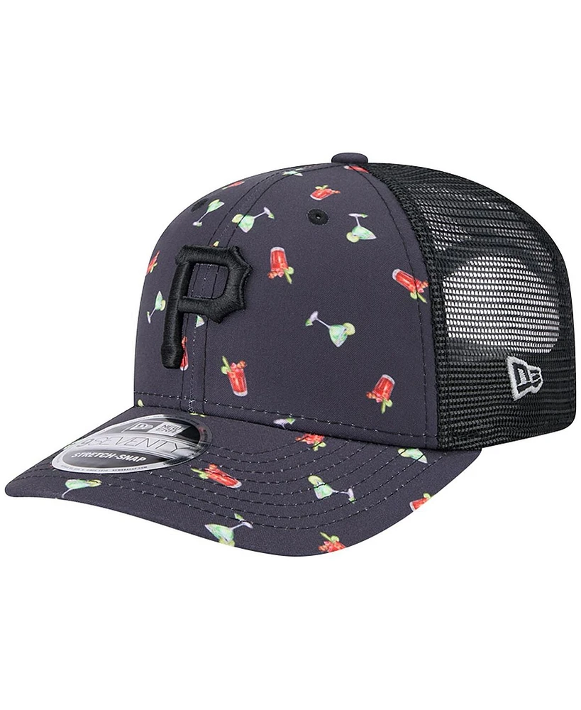 New Era Men's Navy Pittsburgh Pirates Adventure Drinks Pattern 9SEVENTY Stretch-Snap Hat