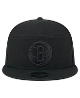 New Era Men's Black Brooklyn Nets Adventure Canvas Split Panel 9FIFTY Snapback Hat