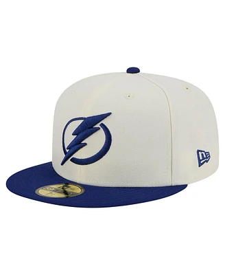 New Era Men's Cream Tampa Bay Lightning Chrome Two-Toned 59FIFTY Fitted Hat