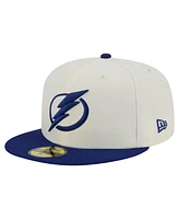New Era Men's Cream Tampa Bay Lightning Chrome Two-Toned 59FIFTY Fitted Hat