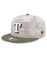 New Era Men's Light Beige/Olive Texas Rangers 2025 Armed Forces Day Split Panel 9FIFTY Snapback Hat