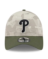 New Era Men's Light Beige/Olive Philadelphia Phillies 2025 Armed Forces Day 9TWENTY Adjustable Hat