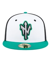New Era Men's White/Green Norfolk Tides Authentic Collection 59FIFTY Fitted Hat