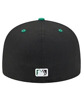 New Era Men's Black Greensboro Grasshoppers Authentic Collection 59FIFTY Fitted Hat