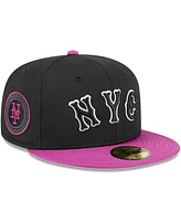 New Era Men's Charcoal/Purple York Mets City Connect Batting Practice 59FIFTY Fitted Hat